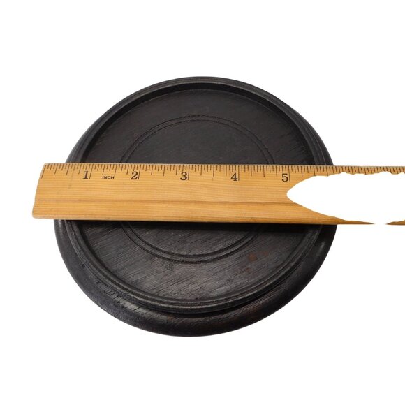 Vintage Black Wooden Display Stand 6" Round Base Plant Vase Lamp Urn - Picture 4 of 6